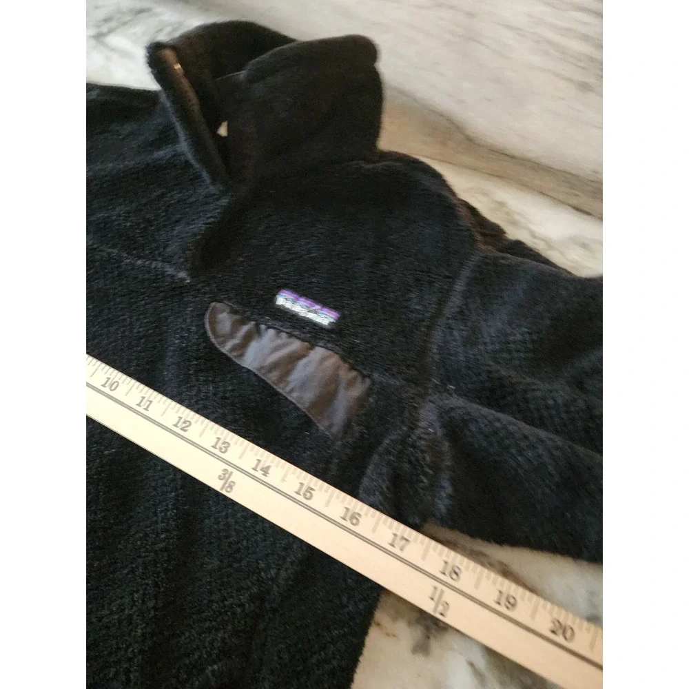 Patagonia Re-Tool Polar-Tec Fleece Pullover Jacket Black Women's Medium Snap‎